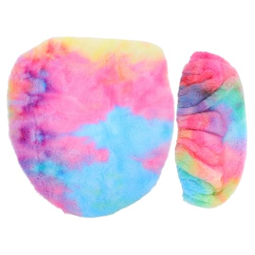 PERSELOSO 1Set Tie Dye Plush Toilet Seat Lid Cover for Bathroom Fluffy Decorative Tank Accessory Year Use Vibrant Tie Dye Design Comfortable and Stylish Bathroom Supply
