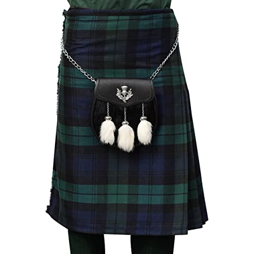 HIGHLAND REDSTONE Scottish Kilt Semi Dress Real leather Sporran4