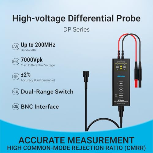 Image of Micsig High Voltage Differential Probe Kit DP700, 3.5ns Rise Time 20X /200X Attenuation Rate Oscilloscope Probe Kit Accessory, 700V 100MHz (DP10007 Upgrade)