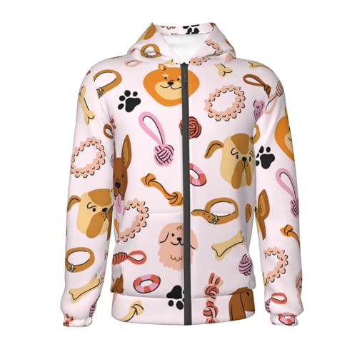 Cute Dog Kid Hoodies Boys Zip Up Sweatshirts Girls Pullover with Pocket2