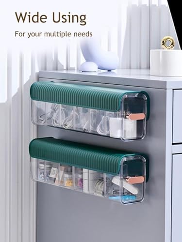 Image of Socks Underwear Wall Mounted Drawer Organizer with 6 Cell Switchable Compartments - Acrylic Self Adhesive Dustproof Storage Box for Clothes, Lingerie, Ties & Accessories Space Saving Wall Storage