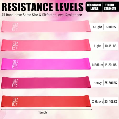 Image of Deekin 20 Pcs Resistance Bands for Women Men 10-115 Lbs 5 Different Resistance Levels Loop Exercise Bands for Leg Working Gym
