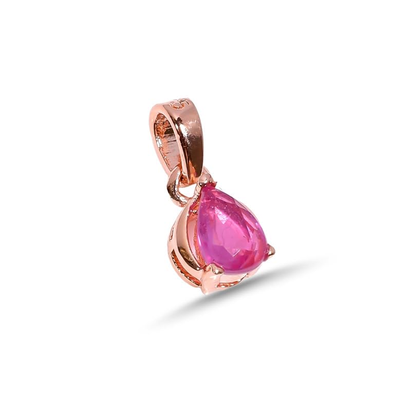 Collier pendentif solitaire rubis poire facettes argent 925