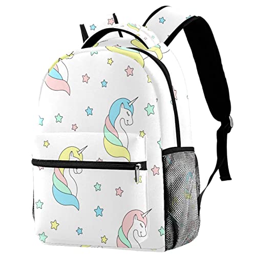 Sac à dos de voyage mixte grand volume avec imprimé licornes et étoiles