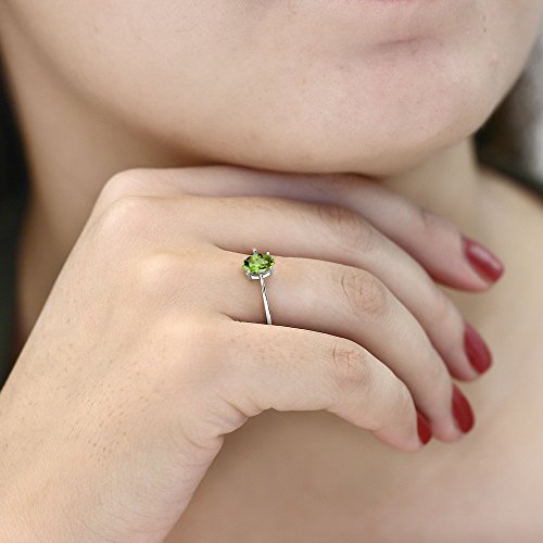 Gem Stone King 10K White Gold Gemstone Birthstone Solitaire Engagement Ring | Oval 7X5MM | Wedding Anniversary Promise Ring For Women | Available In Size 5, 6, 7, 8, 93