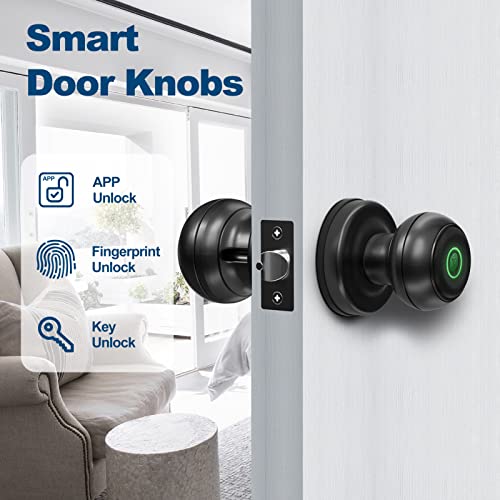Geektale Fingerprint Door Lock Smart Door Knob, Biometric Door Lock Smart Lock Fingerprint Door Knob With App Control, Great For Bedrooms,Cloakroom,Apartments Offices,Hotels #TOP1