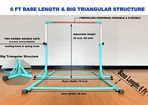 Marfula Adjustable Gymnastics Bar With Mat 6 Ft Base Kip Bar With Mat Gymnastics Horizontal Bar With Mat Gymnastics Training Bar Equipment With Mat For Kids And Gymnast Exercise Home And Gym Club Use #TOP1