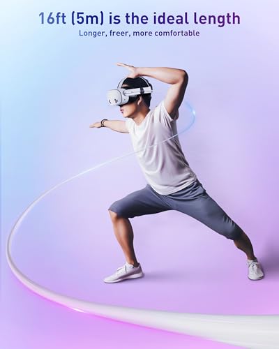 Maxonar [Cable de enlace de carga de realidad virtual de última generación de 20 pies compatible con Meta Quest 3S/Quest 3/Oculus Quest 2/Pico 4 accesorios y PC/SteamVR, impresionante regalo - Cable - imagen 6
