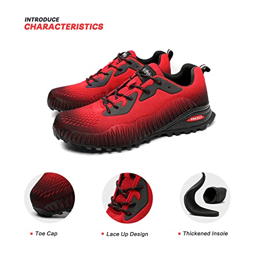 image for Kricely Men's Trail Running Shoes Fashion Hiking Sneakers for Men Red 