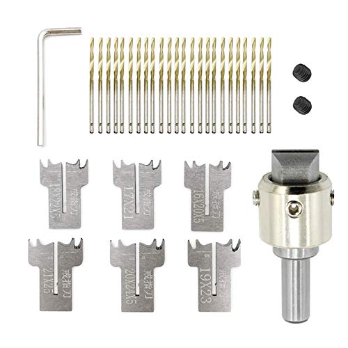 30 Pcs Ring Drill Bit Set, 16-21mm Wood Ring Maker (6 Blades, 20 Cores, Instructions & Video)