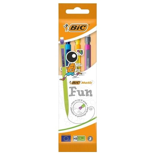 BIC Matic Fun 0,7 HB Portaminas Automático - Diseño en colores Surtidos, Blíster de 3 unidades