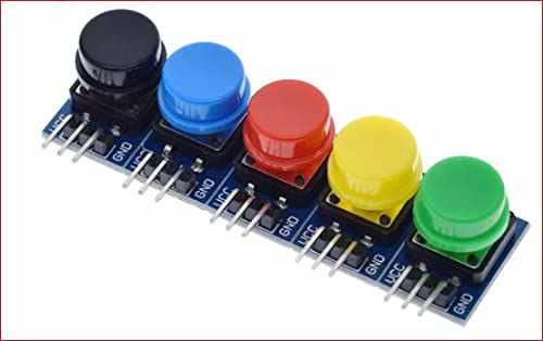 RedTagCanada 5pcs 12X12MM Big Key Module Big Button Module Light Touch Switch Module with hat High Level Output for Arduino or for Raspberry pi 3
