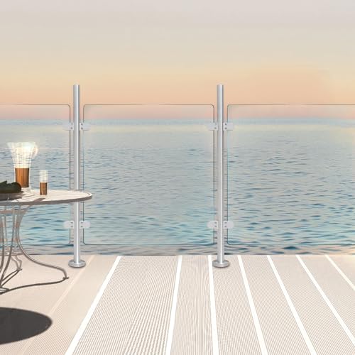 Miniatura 3 de Postes De Barandilla De Cristal, Acero Inoxidable 316, 110 Cm De Altura, Base De 10 Cm, Clip De Cristal De 8-12 Mm Para Balcones Escaleras Instalaciones Interiores Y Exteriores