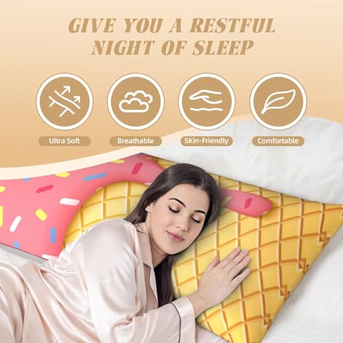 Taie d'oreiller longue gaufrée crème glacée microfibre douce