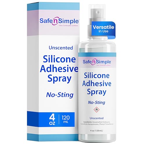 Safe n' Simple Silicone Medical Adhesive Spray - 4oz Bottle - Versatile No Sting Skin Adhesive Spray and Medical Skin Glue for Ostomy Supplies, Diabetic Sensors, Bandages and more Odor-Free Waterproof