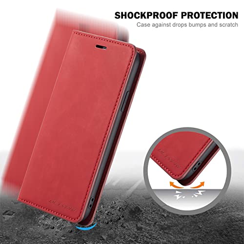 Funda para Google Pixel 7a libro piel roja con tarjetero y soporte atril 5