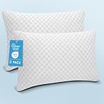 Bed Pillows Queen Size Set of 2, Shredded Memory Foam Pillows, Cooling Pillows for Sleeping, Adjustable Firm Pillows for Side Back and Stomach Sleepers, Pillows with Washable Removable Cover