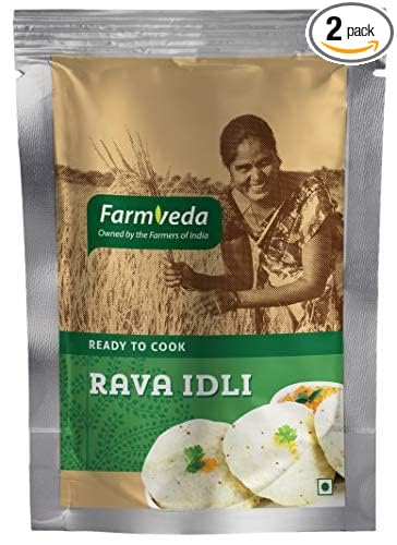 Farmveda Rava Idli Mix 250g Each (Pack of 4) | Instant Breakfast Meal | Organic Food from Farmveda. Authentic Taste & Goodness. Ready in Just A Few Minutes.