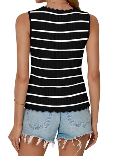 Image of COCCKO Womens Summer Tops Vacation Beach Outfits Cute Tie Front Crochet Vest Knit Sleeveless Sweaters