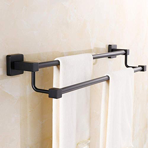 Barre de serviette murale double pôle noire gain de place 40cm - 3
