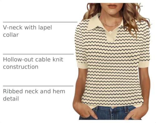 Image of Rapbin Womens Short Sleeve Knit Polo Shirts Summer Spring Sweater Tops