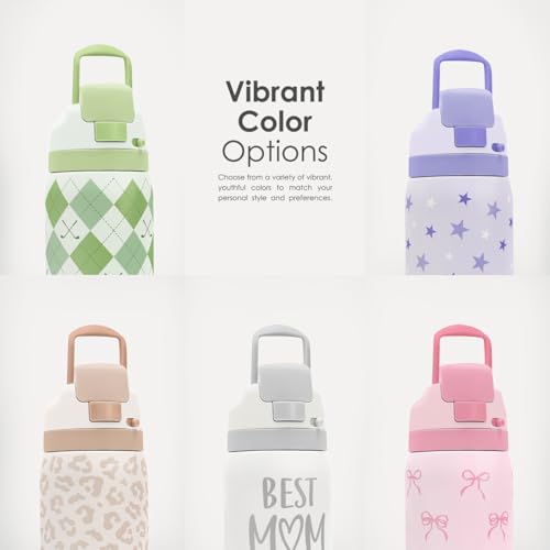 Image of Checkered Insulated Stainless Steel Water Bottle with Straw for Sports and Travel, 32oz, Gifts for Women Girls Friends Teens Birthday Christmas (Green)