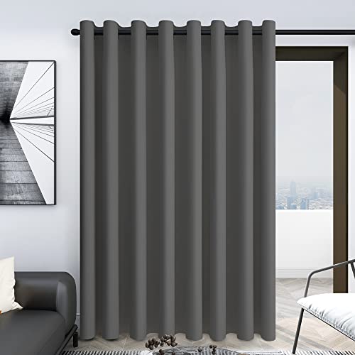 Deconovo Blackout Curtain Panel – Solid Grommet Top, Thermal Insulated & Energy‑Saving, Machine‑Washable Room Darkening Window Treatment for Bedroom & Living Room, 1 Panel, Light Grey, 100W x 84L