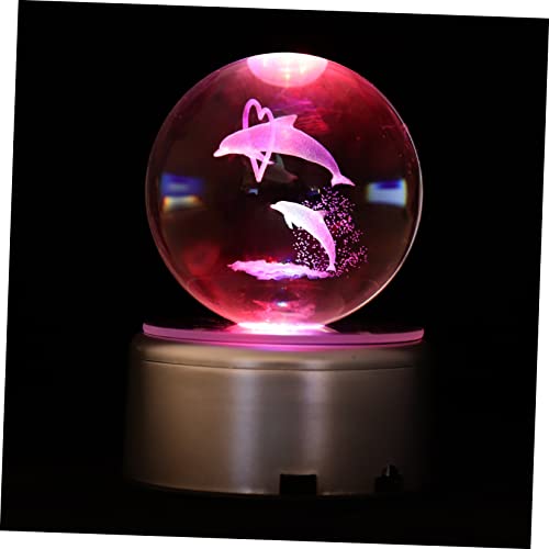 Cabilock 1Pc Luminous Dolphin Crystal Ball Decor with Light Base Adorable Night Light for Home and for Birthdays and Festivals
