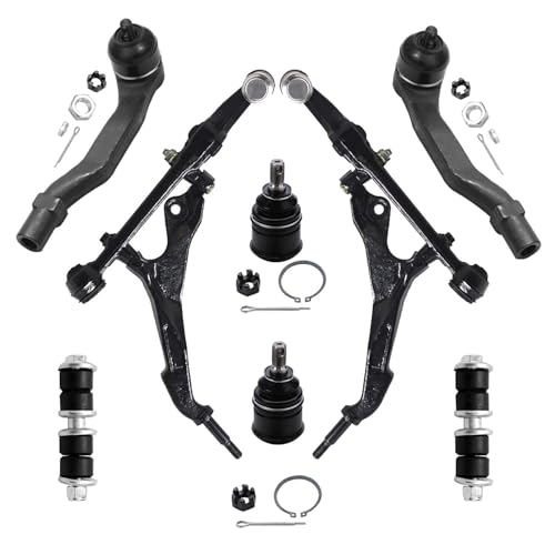 Image of Detroit Axle - 8pc Front End Suspension Kit for 94-01 Acura Integra, 92-95 Honda Civic, 93-97 Civic Del Sol, 2 Lower Control Arms 2 Lower Ball Joints 2 Outer Tie Rod Ends 2 Sway Bar Links Replacement