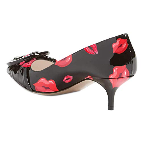 YDN Women Elegance Low Kitten Heel Pumps Pointy Toe Slip On Patent Buckle Basic Office Dressy Shoes Size 4-15 US2