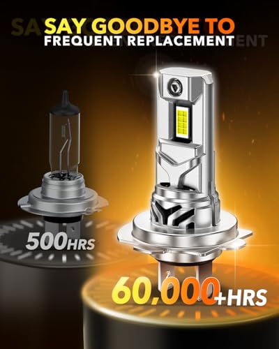 Image of OXILAM H7 LED Light Bulb, 64000LM 1000% Brightness 6500K White with Ultra-Bright LED Chips, Wireless Non-polarity, 5MIN Direct Plug, Anti-Flicker H7 Fog Light Compatible with Cars Trucks SUVs, 2 Pac