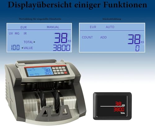 Securina24 Geldzählmaschine Wertzähler für Einzelsorten Geldzähler Banknotenzähler SR3800