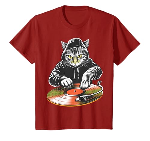 DJ Cat EDM Techno House Scratch Music, divertido amante de los gatos Camiseta