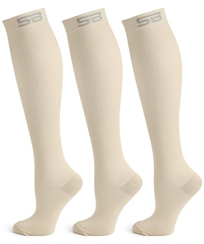 Image of SB SOX 3-Pair Compression Socks (15-20mmHg) for Men & Women - Comfortable Socks, Easy to Put On - Best Socks for Daily /Any Use, Running, Nurse, Travel