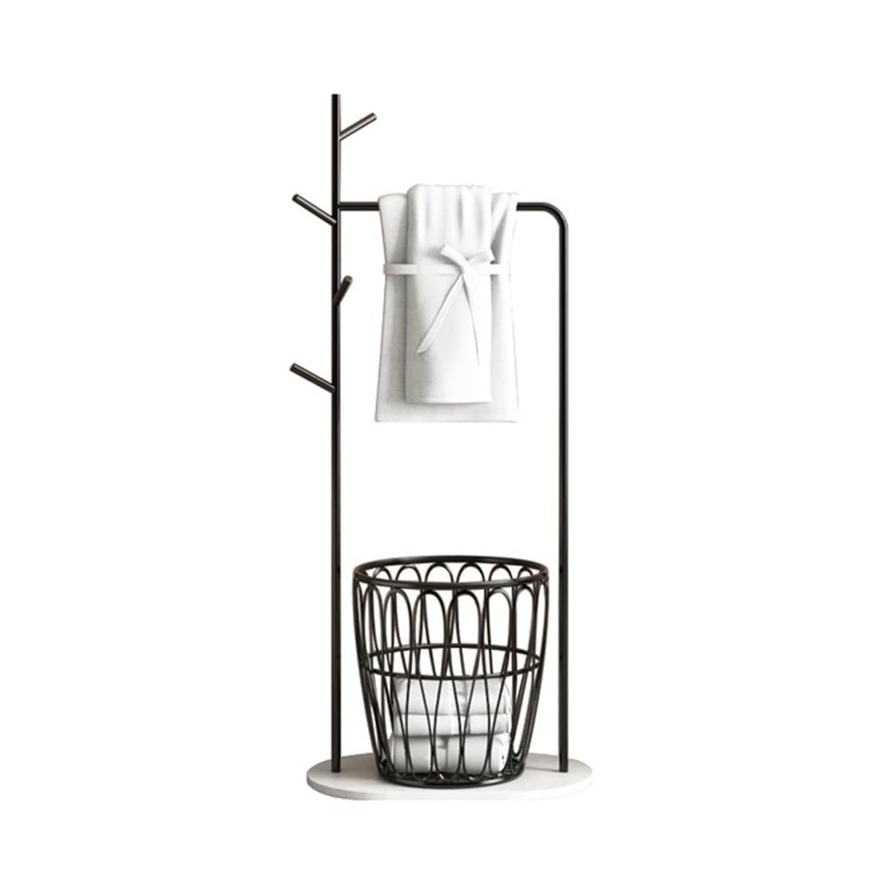 towel rail Floor-standing Bath Towel Rack Nordic Iron Bathroom Toilet Clothes Storage(Black)