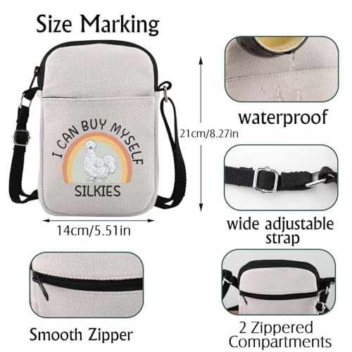 JNIAP Silkie Chicken Gift I Can Buy Myself Silkies Crossbody Bag Poultry Enthusiast Gift For Women2