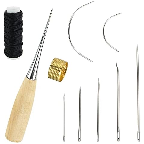 skytoeards Kit de Agujas de Coser de Cuero con Taladro Curvas con Punzón Cover