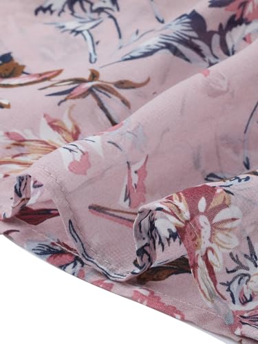 Image of Allegra K Fall Casual Floral Dress for Women 2025 Long Sleeve Crew Neck Chiffon Midi Tea Party Ruffle Dresses