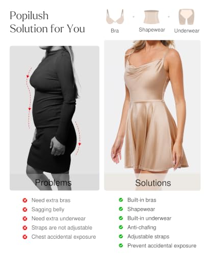 Image of Popilush Mini Corset Dress with Built in Bra, A-line Shapewear Dresses | Spaghetti Strap, Birthdays, Celebrations, Cocktail Parties and Date Nights