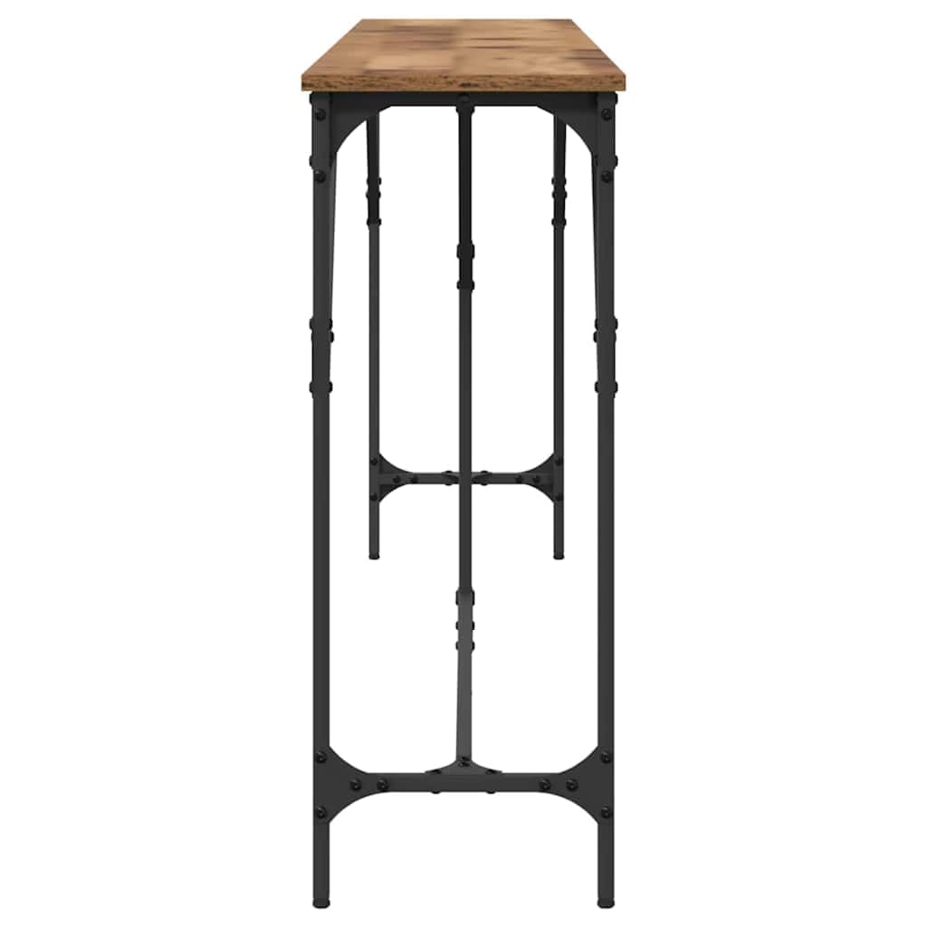 Konsola z drewna starego 200 x 29 x 75 cm z drewna warstwowego i metalu, stabilny stolik pomocniczy z miejscem do przechowywania, idealny do salonu, korytarza, biura i sypialni