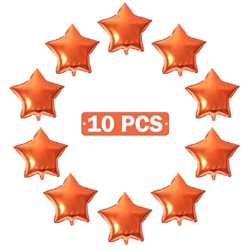 Image of MEETINGU Star Shape Foil Balloons,18 Inch Star Shape Foil Mylar Balloons for Wedding Birthday Party Baby Shower Decoration (Orange,10psc)