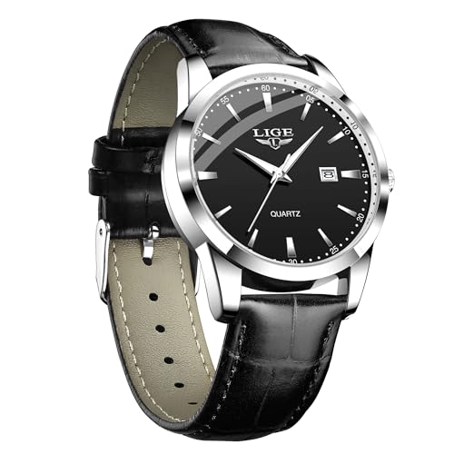 Image of LIGE Fashion Mans Wristwatch Date Luminous Dress Watch for Man Stylish Waterproof Quartz Wrist Watch Stylish Leather Watches for Men