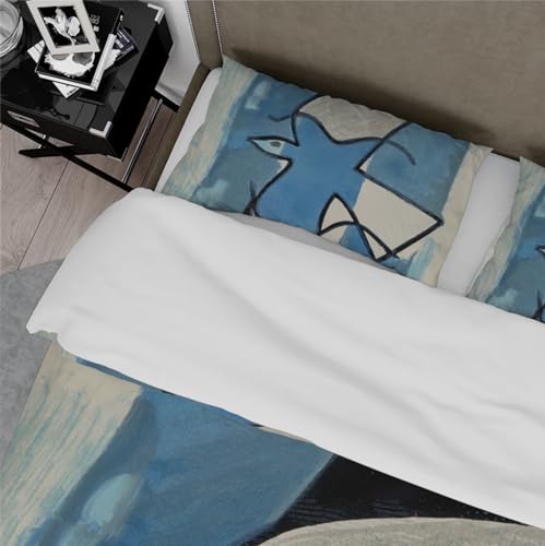 Parure housse de couette Georges Braque 260x220 microfibre bleu 3 pièces - 5