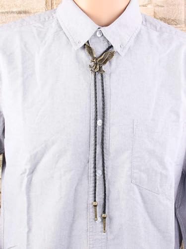 Image of Jeilwiy Bolo Tie for Men Western Cowboy Tie Necklace Gold Bolo Tie Leather Necktie Halloween Tie Accessories for Women