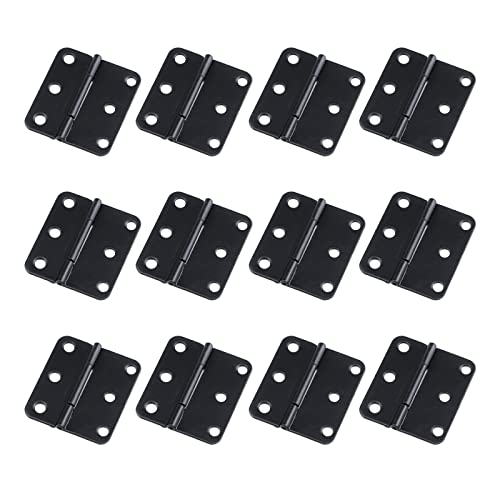 Antrader Door Hinge,Cabinet Gate Closet Folding Hinge,1.5"x1.3" Black,12pcs