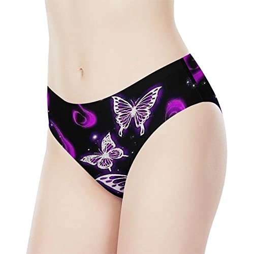 Dellukee Women's Cute Underwear Butterfly Print Soft Breathable Low Rise Briefs Stretch Hipster Panty #TOP4