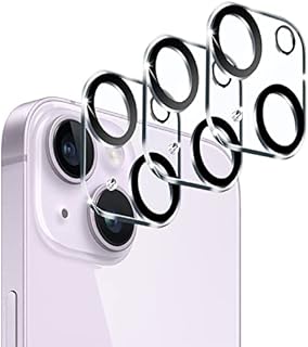 Potok [3 Pack] Tempered Glass Camera Lens Protector for iPhone 14/14 Plus, [Case Friendly][Scratch-Resistant][Night Shooting Mode] Camera Screen Protector