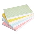 Amazon Basics cartoncini A6, a righe, Colori fluo Assortiti (Confezione da 200)