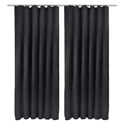 Beautissu 2er Set Blackout Vorhang Blickdicht 140x245 cm Schwarz –...