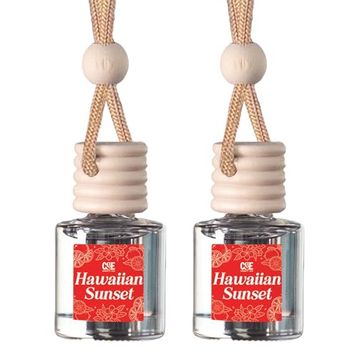 Image of CANDECraftCo Car Air Hanging Fragrance Oil, Car Auto Freshener for Essential Oils, Scents Fragrance Aromatherapy Automobile Diffuser, Long Lasting (Hawaiian Sunset)